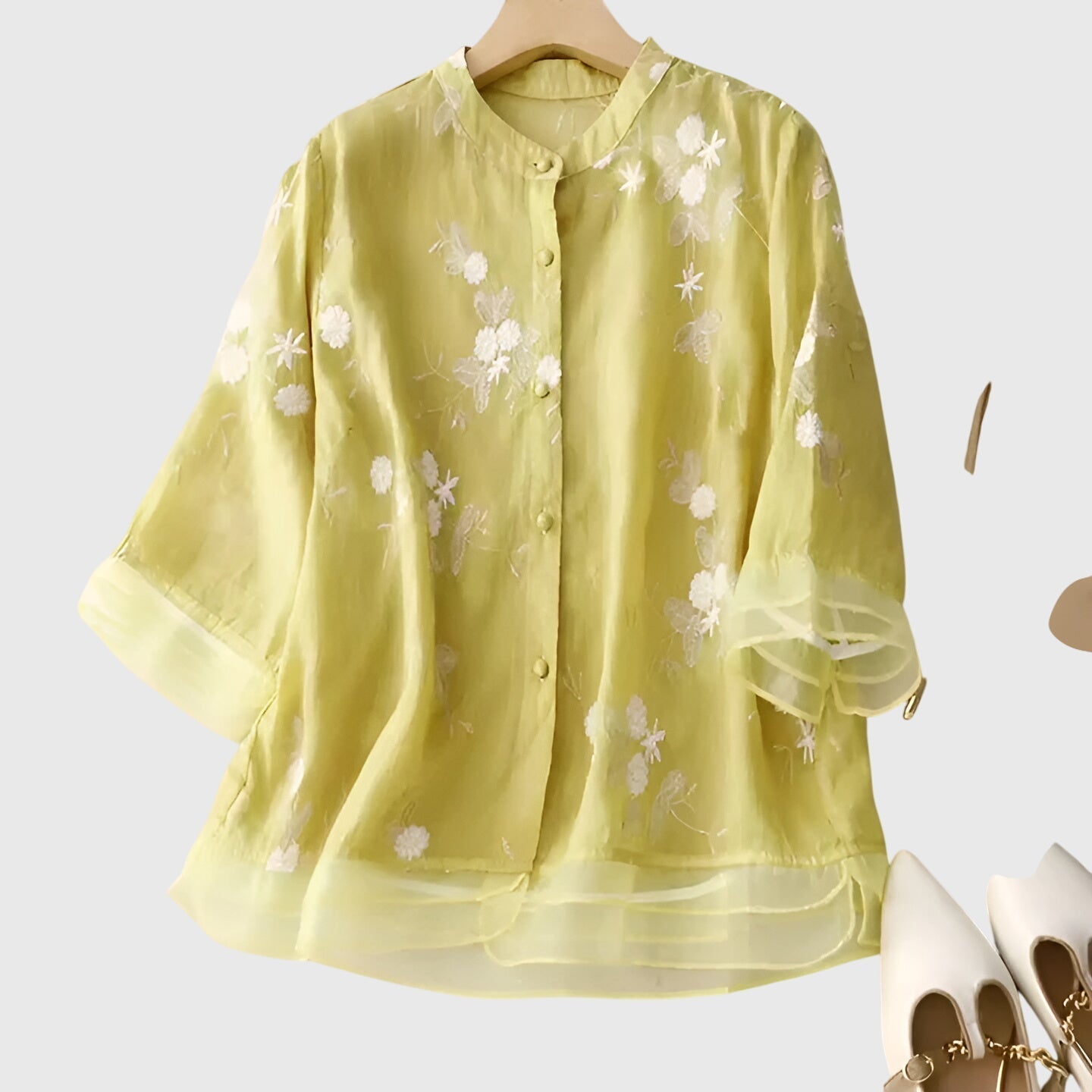 Nellie™ | Elegancki Top z Haftowanymi Kwiatami