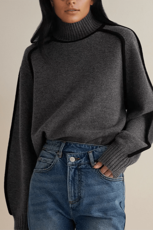 Lara™ Sweter z Wysokim Kołnierzem