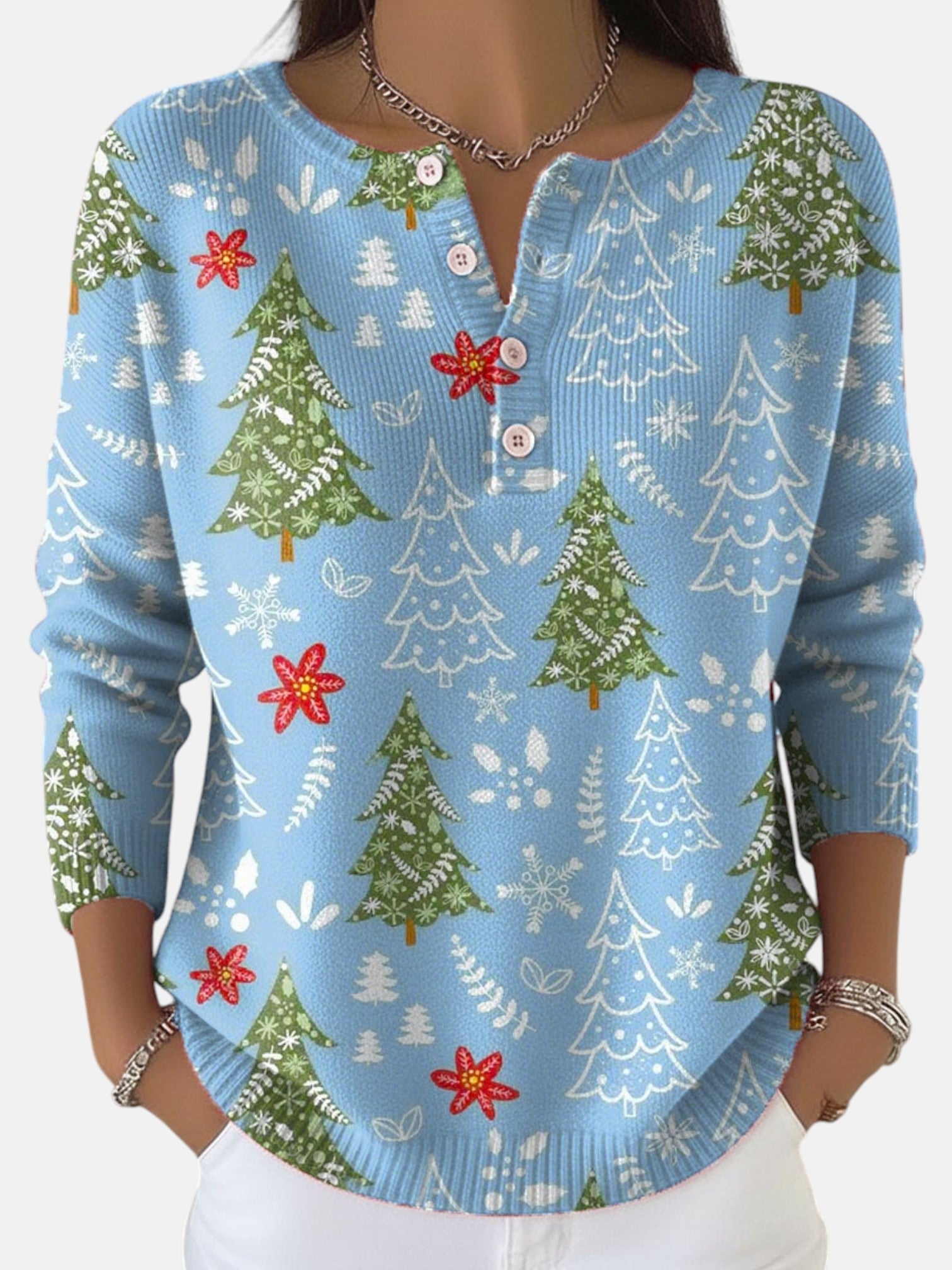 Sofie | Sweter Bożonarodzeniowy z Guzikami